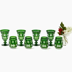 Glasses | Glassware Sets<Mrs. Alice Emerald Anita Engraved Glassware (Set of 8)