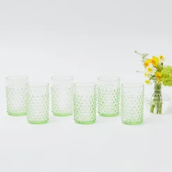 Glasses<Mrs. Alice Emerald Hobnail Glasses (Set of 6)