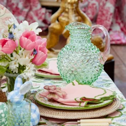 Glassware Sets<Mrs. Alice Emerald Hobnail Jug with Rose Handle & Glasses (set of 6)