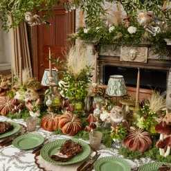 Autumn Decorations<Mrs. Alice Feather Wreath with Chocolate Velvet Bows (Set of 4)