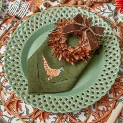 Autumn Decorations<Mrs. Alice Feather Wreath with Chocolate Velvet Bows (Set of 4)