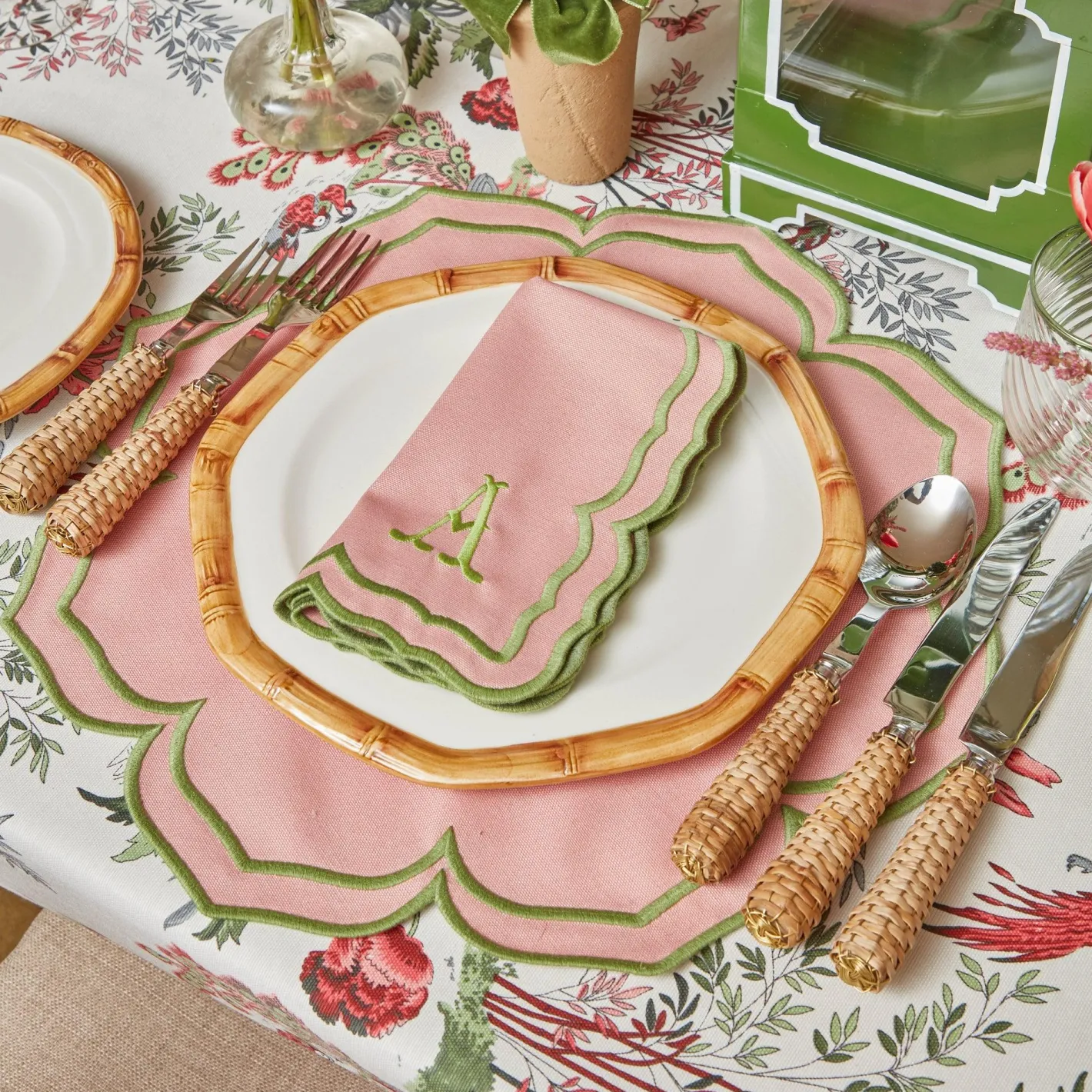 Table Linen Sets | Mrs. Alice Monogram<Mrs. Alice Fleur Pink Placemats & Napkins (Set of 4)