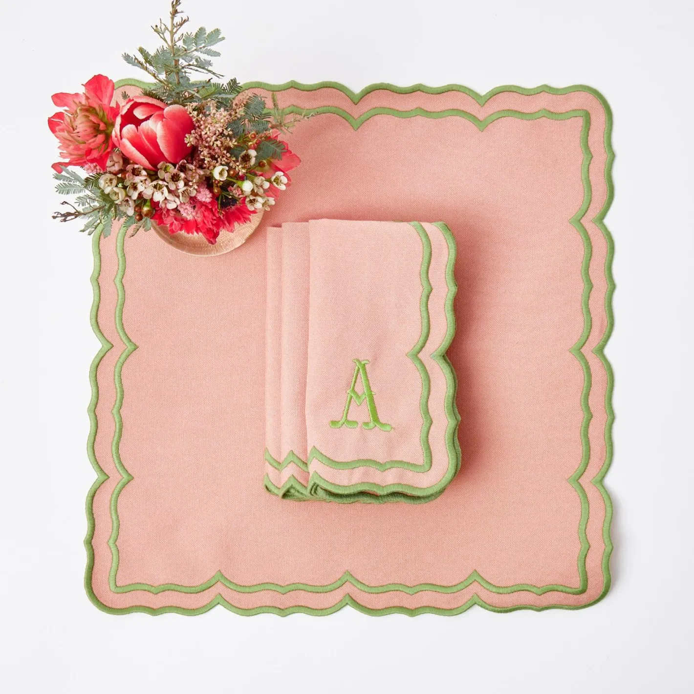 Table Linen Sets | Mrs. Alice Monogram<Mrs. Alice Fleur Pink Placemats & Napkins (Set of 4)