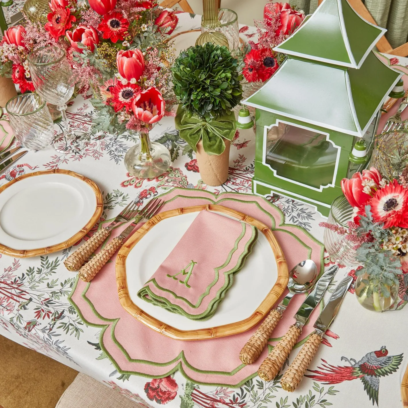 Table Linen Sets | Mrs. Alice Monogram<Mrs. Alice Fleur Pink Placemats & Napkins (Set of 4)