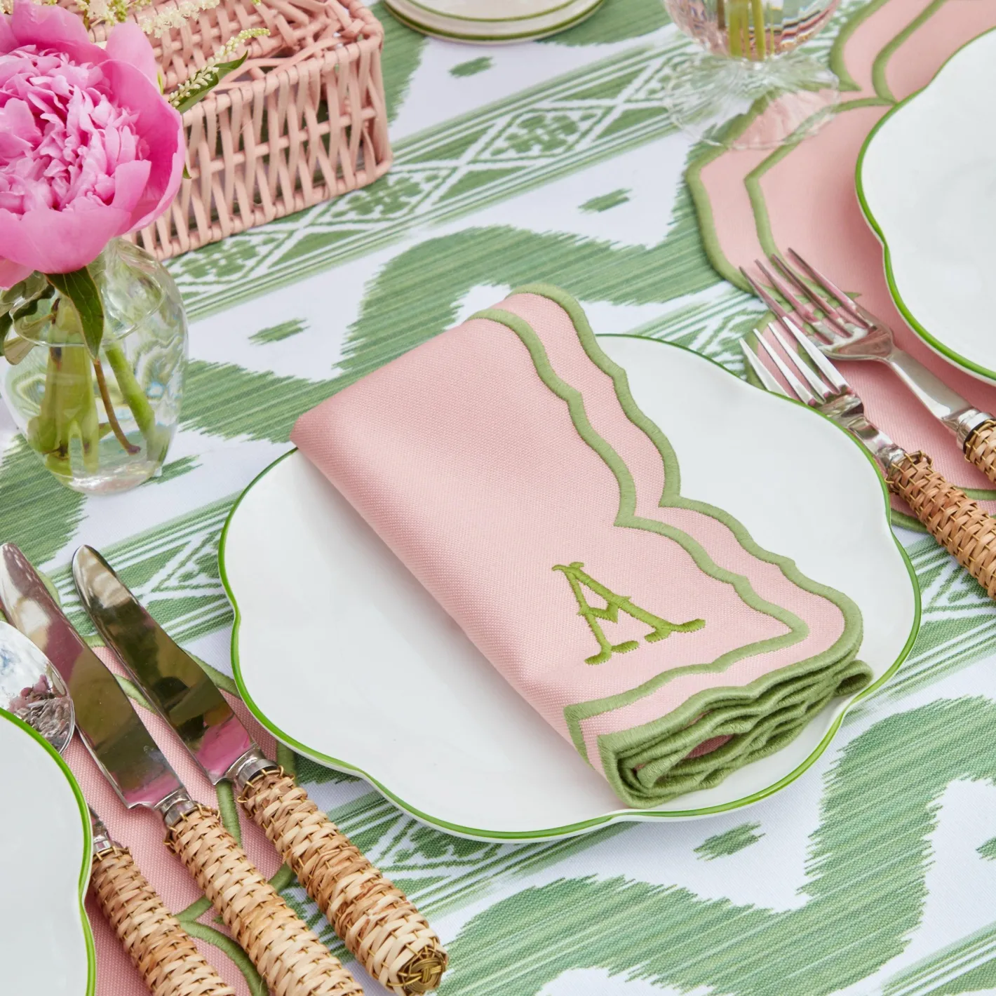 Table Linen Sets | Mrs. Alice Monogram<Mrs. Alice Fleur Pink Placemats & Napkins (Set of 4)
