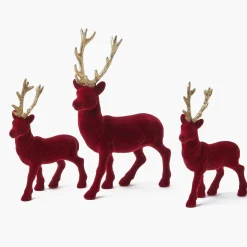Christmas Decorations<Mrs. Alice Flocked Burgundy Reindeer Family