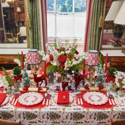 Christmas Decorations<Mrs. Alice Flocked Burgundy Reindeer Family