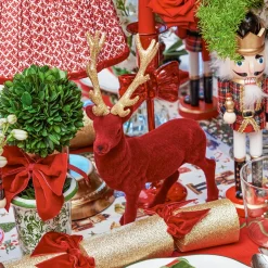 Christmas Decorations<Mrs. Alice Flocked Burgundy Reindeer (Pair)
