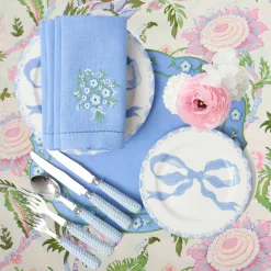 Summer Table Linen | Table Linen Sets<Mrs. Alice Floral Periwinkle Linen Placemats & Napkins (Set of 4)
