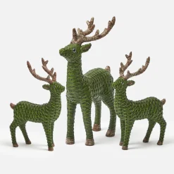 Christmas Decorations<Mrs. Alice Forest Green Rattan Reindeer Family