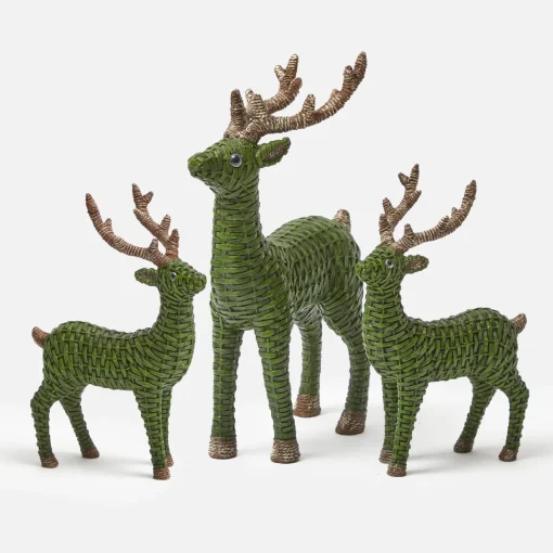 Christmas Decorations<Mrs. Alice Forest Green Rattan Reindeer Family