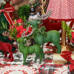 Christmas Decorations<Mrs. Alice Forest Green Rattan Reindeer Family