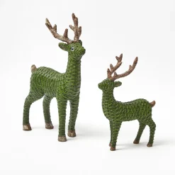 Christmas Decorations<Mrs. Alice Forest Green Rattan Reindeer Family