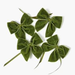 Napkin Rings & Bows | For The Chalet<Mrs. Alice Forest Green Velvet Napkin Bows (Set of 4)