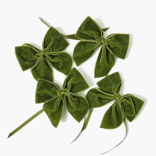 Napkin Rings & Bows | For The Chalet<Mrs. Alice Forest Green Velvet Napkin Bows (Set of 4)