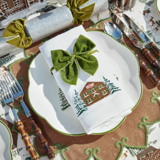 Napkin Rings & Bows | For The Chalet<Mrs. Alice Forest Green Velvet Napkin Bows (Set of 4)