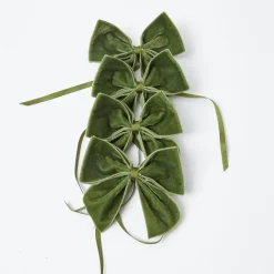 Napkin Rings & Bows | For The Chalet<Mrs. Alice Forest Green Velvet Napkin Bows (Set of 4)