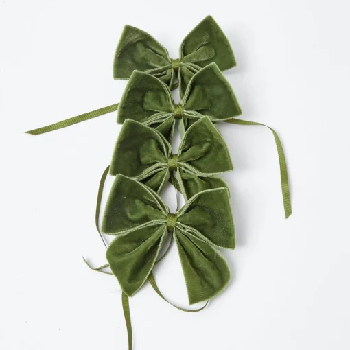 Napkin Rings & Bows | For The Chalet<Mrs. Alice Forest Green Velvet Napkin Bows (Set of 4)
