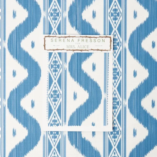 Serena Fresson Fabrics<Mrs. Alice French Blue Ikat Stripe Fabric