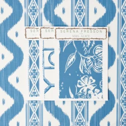 Serena Fresson Fabrics<Mrs. Alice French Blue Ikat Stripe Fabric