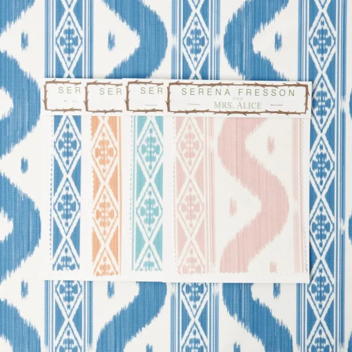 Serena Fresson Fabrics<Mrs. Alice French Blue Ikat Stripe Fabric
