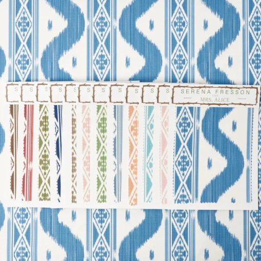 Serena Fresson Fabrics<Mrs. Alice French Blue Ikat Stripe Fabric