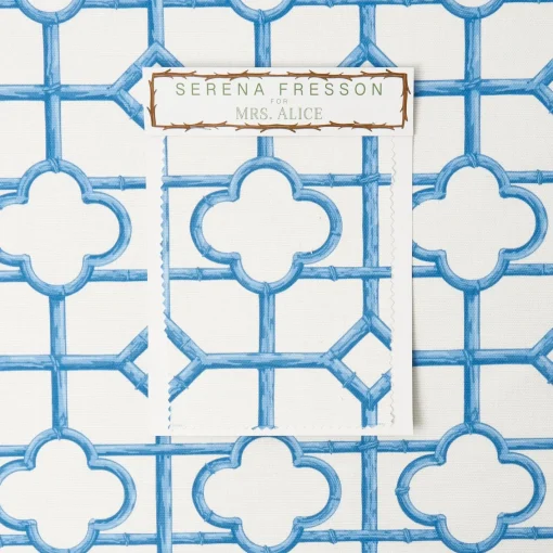 Serena Fresson Fabrics<Mrs. Alice French Blue Shaded Bamboo Fabric