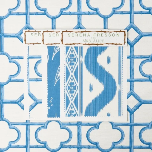Serena Fresson Fabrics<Mrs. Alice French Blue Shaded Bamboo Fabric