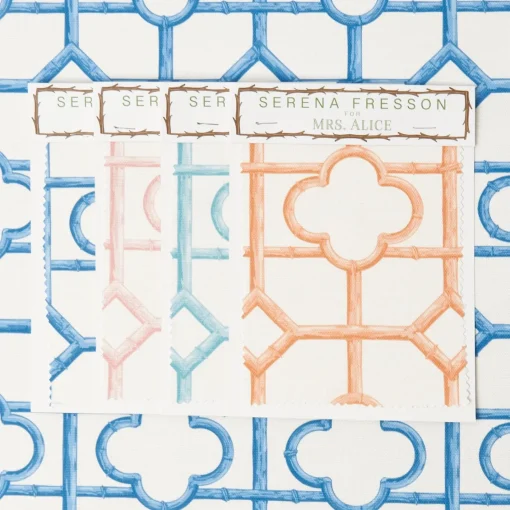 Serena Fresson Fabrics<Mrs. Alice French Blue Shaded Bamboo Fabric