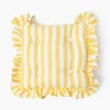 Cushions<Mrs. Alice Frilled Yellow Stripe Seat Pad Cushion