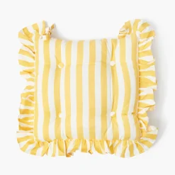 Cushions<Mrs. Alice Frilled Yellow Stripe Seat Pad Cushion