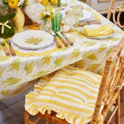 Cushions<Mrs. Alice Frilled Yellow Stripe Seat Pad Cushion