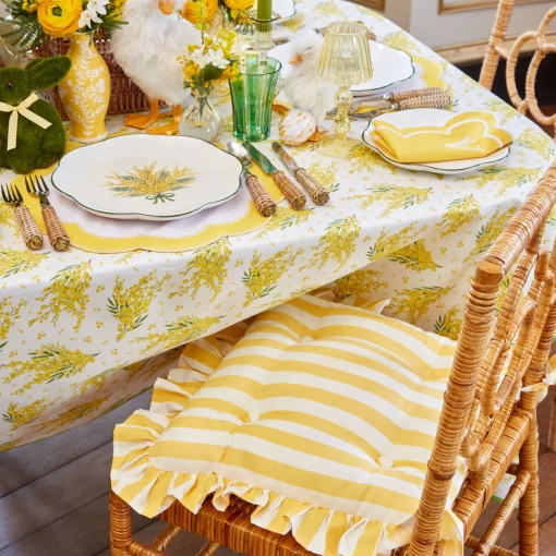 Cushions<Mrs. Alice Frilled Yellow Stripe Seat Pad Cushion