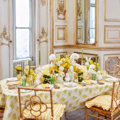 Cushions<Mrs. Alice Frilled Yellow Stripe Seat Pad Cushion