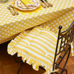Cushions<Mrs. Alice Frilled Yellow Stripe Seat Pad Cushion