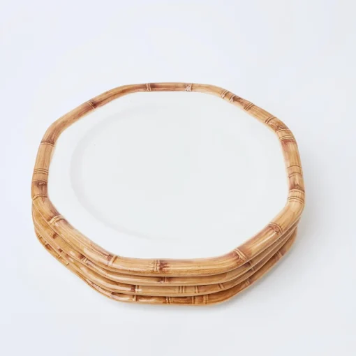 Dinner Plates | Crockery Sets<Mrs. Alice Geometric Bamboo Dinner Plate (Set of 4)