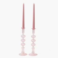 Summer Candleware | Candle Holders<Mrs. Alice Gisele Pink Candle Holder (Pair)