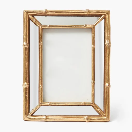 For Her | For The Millenial<Mrs. Alice Gold Bamboo Mirror Photo Frame - 4"x6"