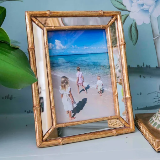 For Her | For The Millenial<Mrs. Alice Gold Bamboo Mirror Photo Frame - 5"x 7"