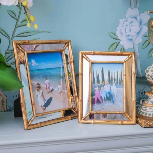 For Her | For The Millenial<Mrs. Alice Gold Bamboo Mirror Photo Frame - 5"x 7"