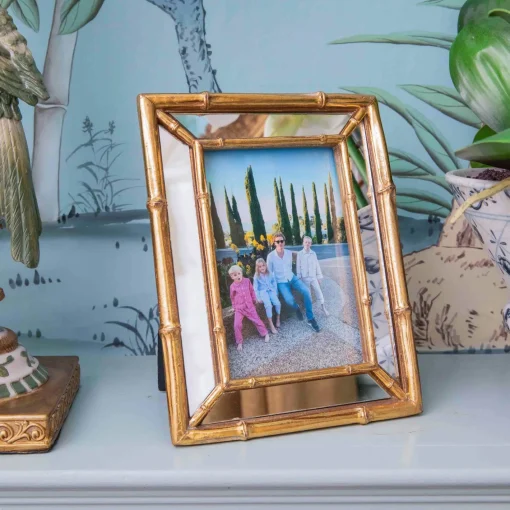 For Her | For The Millenial<Mrs. Alice Gold Bamboo Mirror Photo Frame - 4"x6"