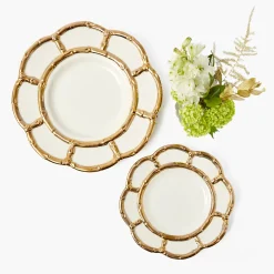 Starter Plates<Mrs. Alice Gold Petal Bamboo Ceramic Starter Plate