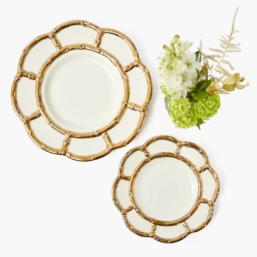 Starter Plates<Mrs. Alice Gold Petal Bamboo Ceramic Starter Plate
