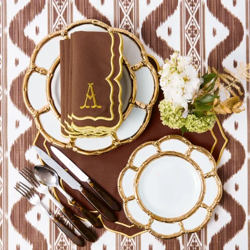 Crockery Sets<Mrs. Alice Gold Petal Bamboo Dinner & Starter Plates (Set of 8)