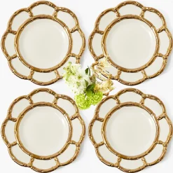 Starter Plates | Crockery Sets<Mrs. Alice Gold Petal Bamboo Starter Plates (Set of 4)