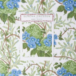Serena Fresson Fabrics<Mrs. Alice Green & Blue Lady Isabella's Garden Fabric