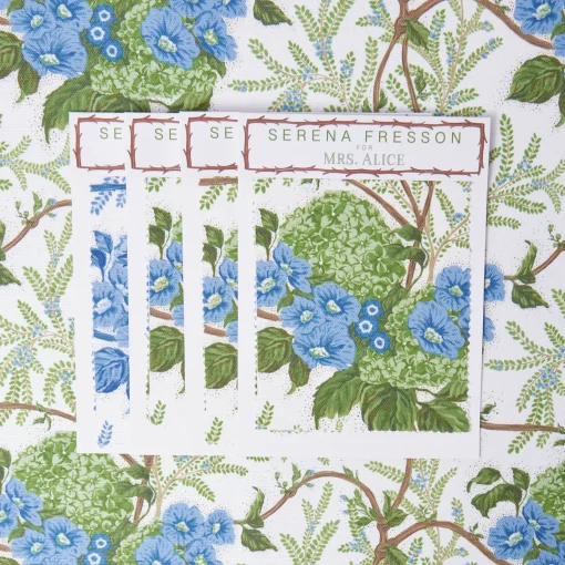 Serena Fresson Fabrics<Mrs. Alice Green & Blue Lady Isabella's Garden Fabric