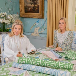 Serena Fresson Fabrics<Mrs. Alice Green & Blue Lady Isabella's Garden Fabric