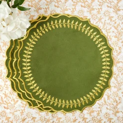 Placemats<Mrs. Alice Green & Gold Laurel Placemats (Set of 4)