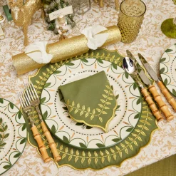 Placemats<Mrs. Alice Green & Gold Laurel Placemats (Set of 4)